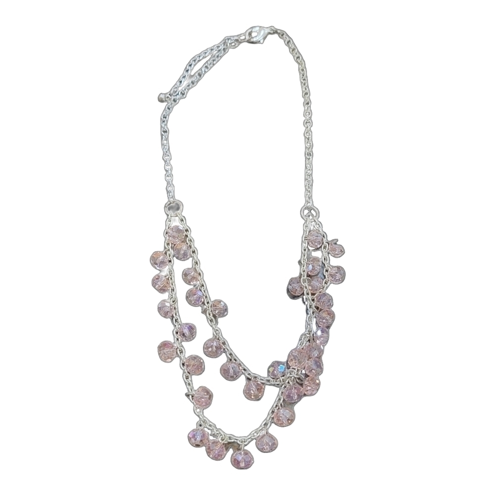 Beautiful Silver and pink sparkly necklace
